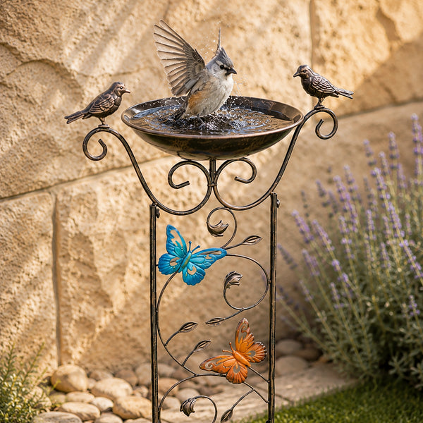 Bronze Effect Bird Bath Garden Trellis – Weatherproof Outdoor Bird Feeder