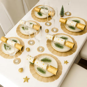 Set of 6 Round Gold Placemats And Coaster