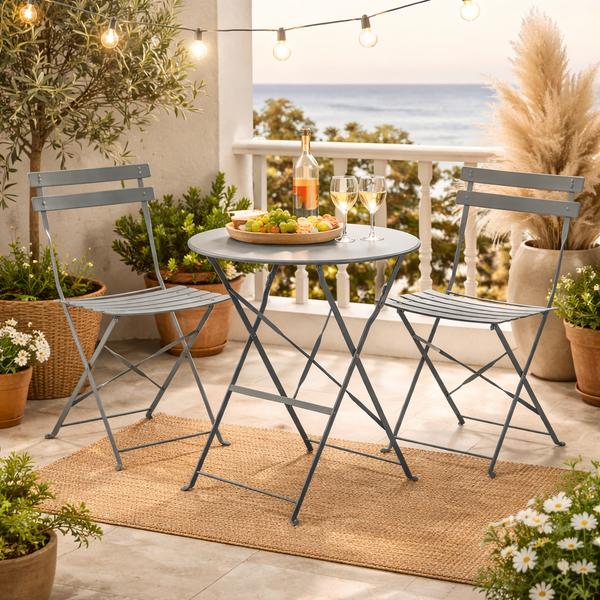Grey 3-Piece Outdoor Bistro Set