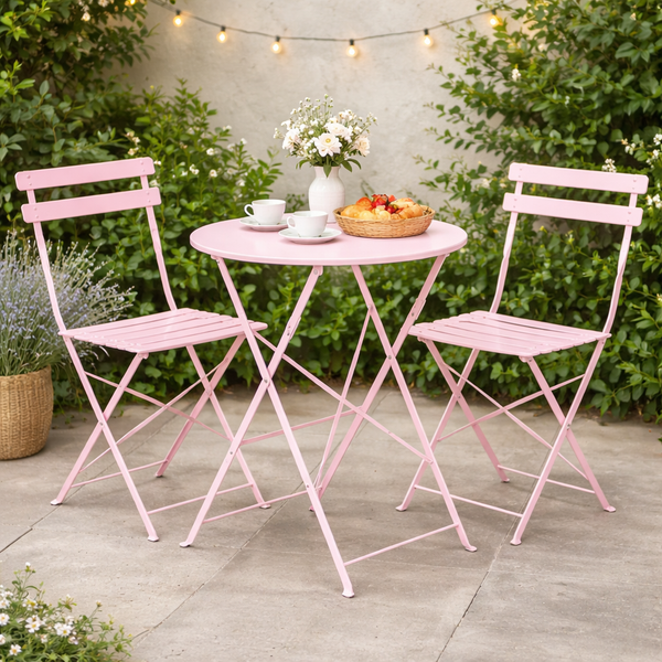 Pink 3-Piece Outdoor Bistro Set