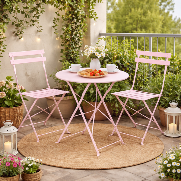 Pink 3-Piece Outdoor Bistro Set