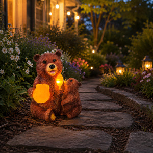 Solar Honey Bear Garden Ornament with LED Lights