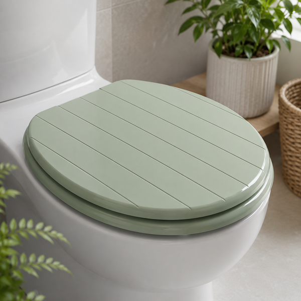 Sage Green Soft Close MDF Toilet Seat with Quick Release