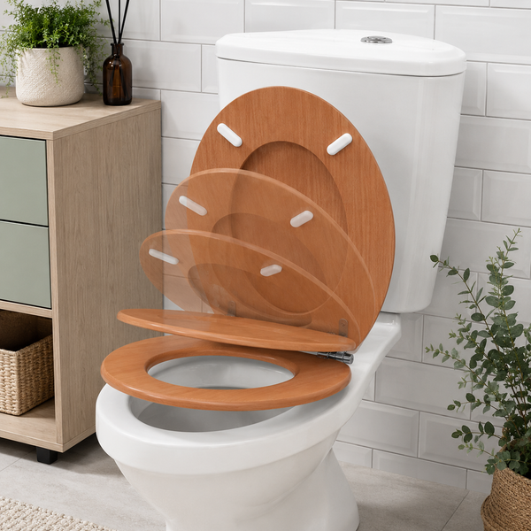 Antique Pine Soft Close MDF Toilet Seat with Quick Release 18 Inch