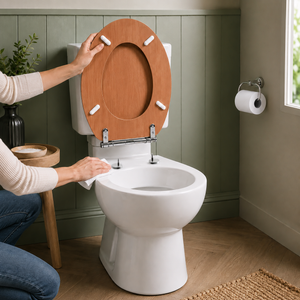 Antique Pine Soft Close MDF Toilet Seat with Quick Release 18 Inch