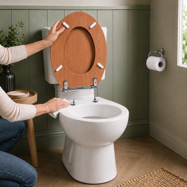 Antique Pine Soft Close MDF Toilet Seat with Quick Release 18 Inch