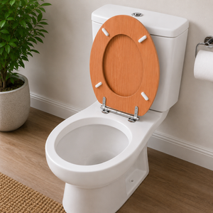 Antique Pine Soft Close MDF Toilet Seat with Quick Release 18 Inch