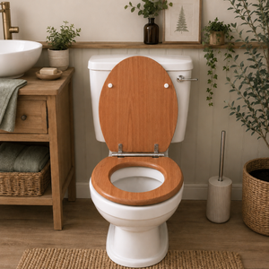 Antique Pine Soft Close MDF Toilet Seat with Quick Release 18 Inch
