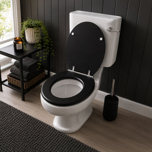Black Soft Close Toilet Seat with Quick Release Oval Fit