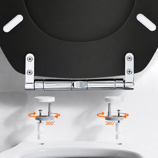 Black Soft Close Toilet Seat with Quick Release Oval Fit