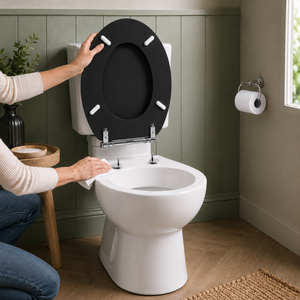 Black Soft Close Toilet Seat with Quick Release Oval Fit