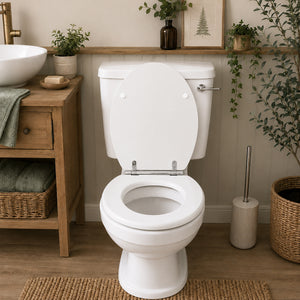 White Soft Close MDF Toilet Seat with Quick Release 18 Inch