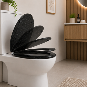 Black Glitter Soft Close MDF Toilet Seat with Quick Release 18 Inch