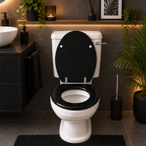 Black Glitter Soft Close MDF Toilet Seat with Quick Release 18 Inch