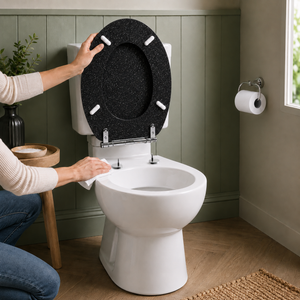 Black Glitter Soft Close MDF Toilet Seat with Quick Release 18 Inch