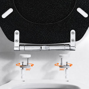 Black Glitter Soft Close MDF Toilet Seat with Quick Release 18 Inch