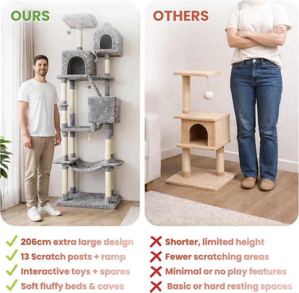 Plush cat tree with sisal scratching posts