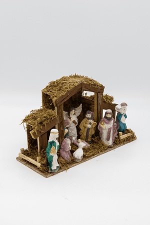 Christmas manger scene featuring Baby Jesus in stable