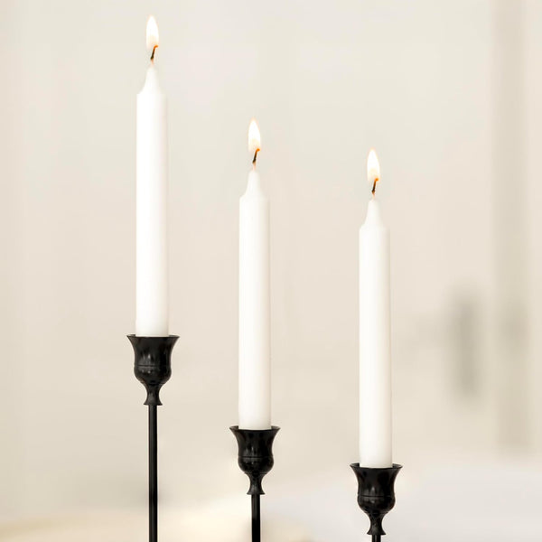 Matte black candle holders for weddings and dinner parties