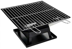 Modern outdoor fire pit with cooking grill and ash tray