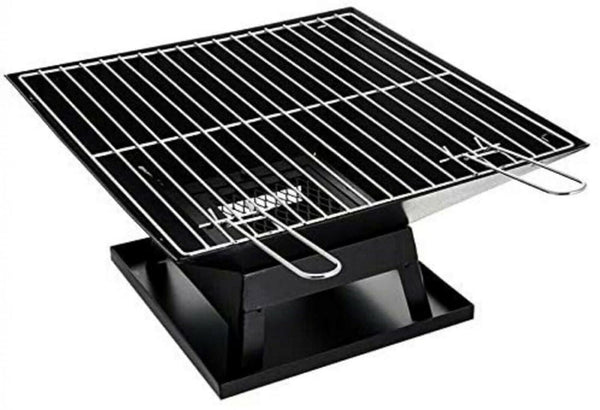 Modern outdoor fire pit with cooking grill and ash tray