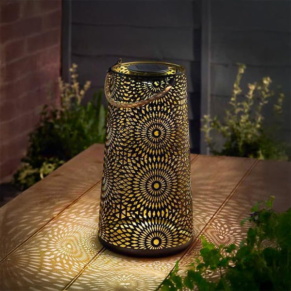 Moroccan style hanging solar lantern