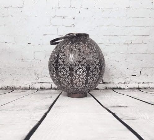 Moroccan solar powered hanging lantern