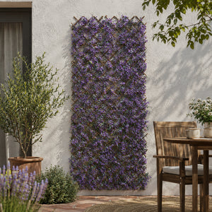 Violet Artificial Faux Leaves Flowers Decorative Trellis