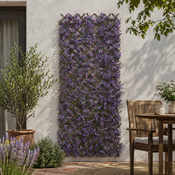 Violet Artificial Faux Leaves Flowers Decorative Trellis