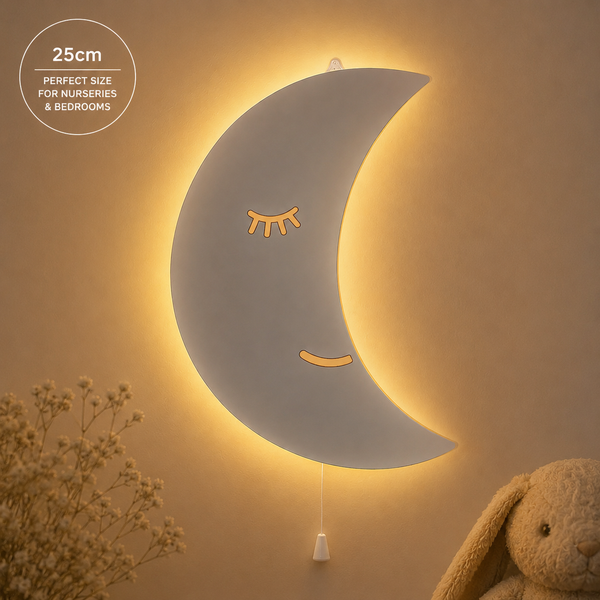 White Wooden LED Moon Night Light