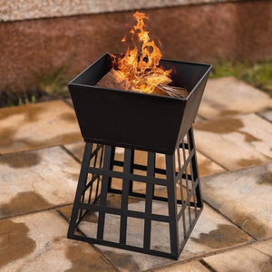 Outdoor charcoal fire pit with metal cooking grill