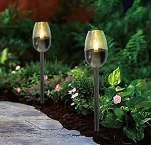 Outdoor solar torch lights for patios and pathways