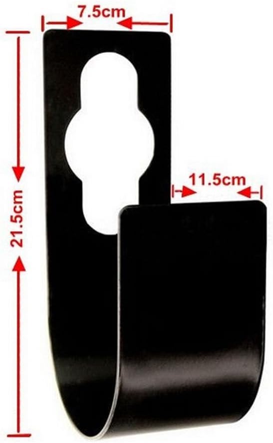 Black metal garden hose holder over outdoor tap