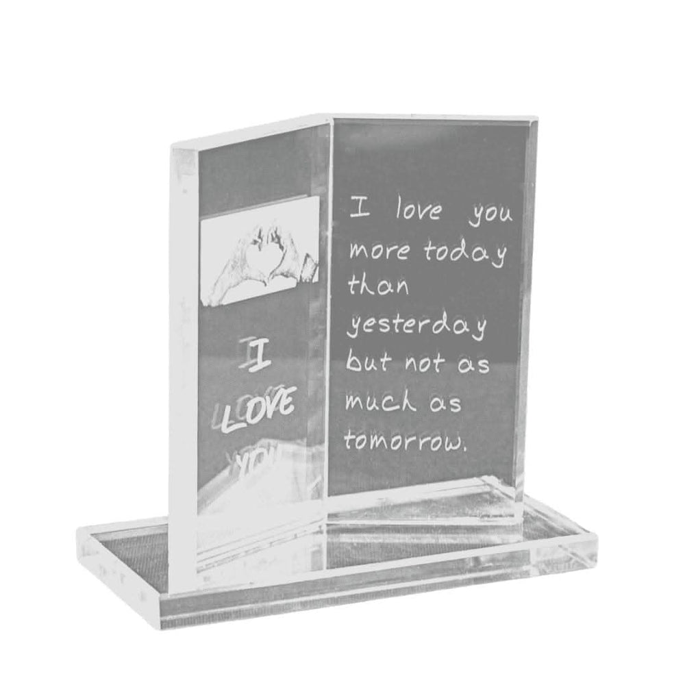 Ornamental Glass Book Plaque - I LOVE YOU