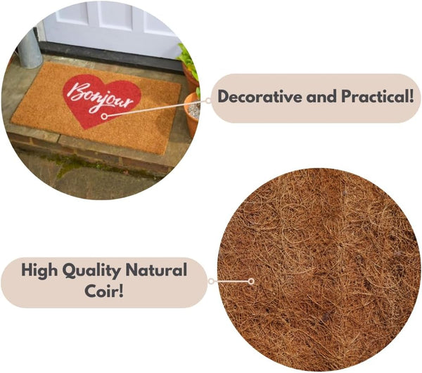Natural fibre door mat with anti-slip backing