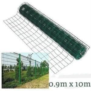 Green welded mesh garden fencing supplied in 10 metre roll