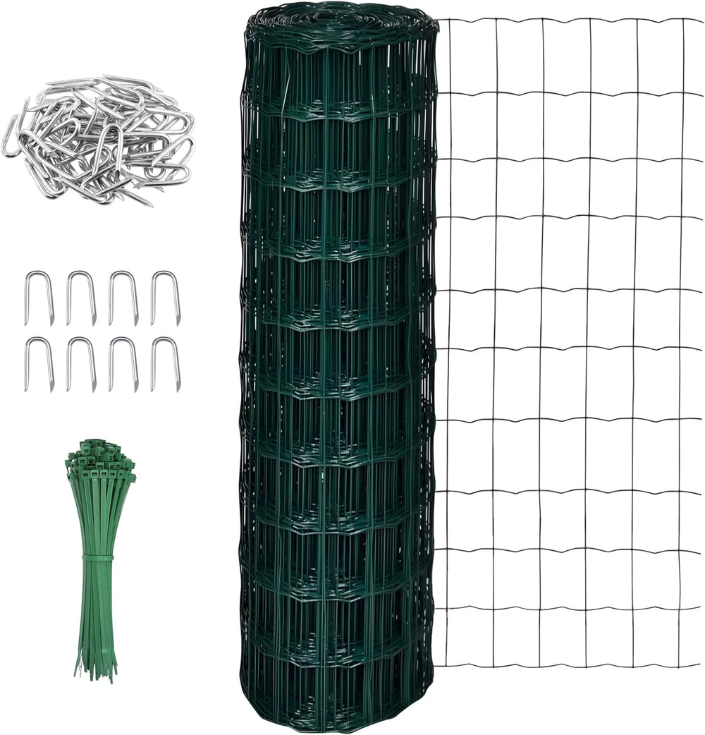 Green PVC coated wire mesh fencing roll