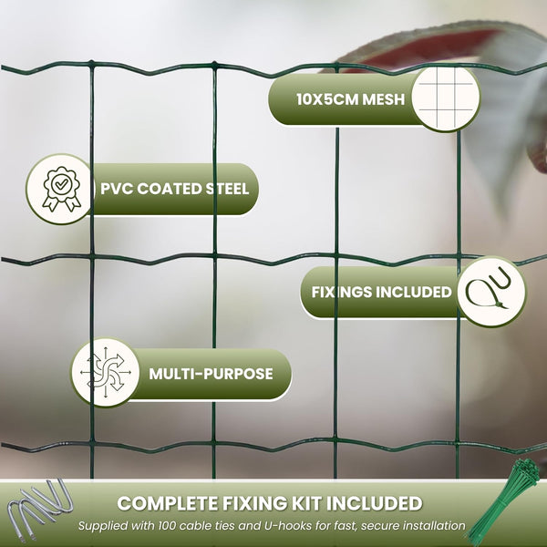 Green galvanised steel wire fencing