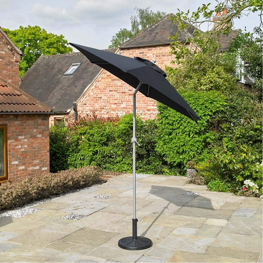 2m Aluminium Black Lightweight Garden Parasol