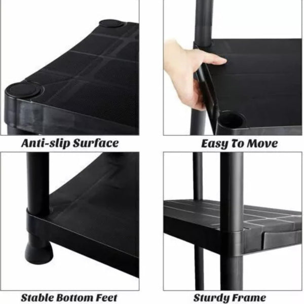 Plastic shelving rack for shed and utility room