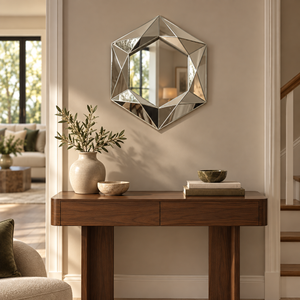 Large Bevelled Silver Modern Wall Mirror