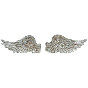 Small Angel Wings Wall Decor Antique Silver Resin Feather Ornament