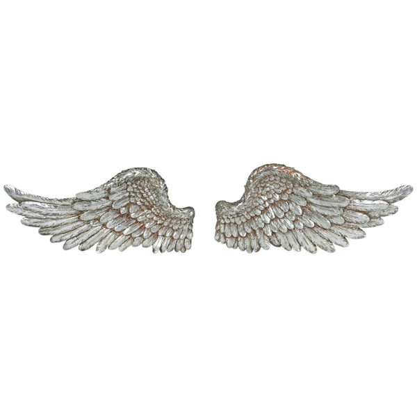 Small Angel Wings Wall Decor Antique Silver Resin Feather Ornament