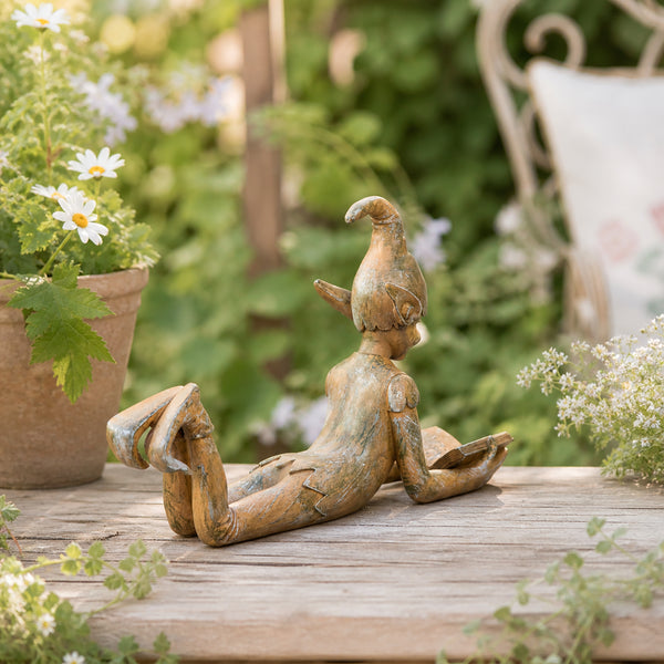 Christmas Reading Elf Resin Ornament – Festive Shelf & Table Decoration