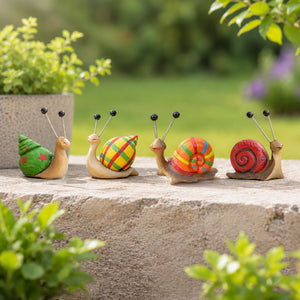 4 Piece Colourful Snail Garden Ornaments Resin Mini Statues