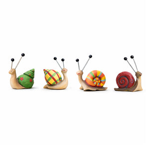 4 Piece Colourful Snail Garden Ornaments Resin Mini Statues