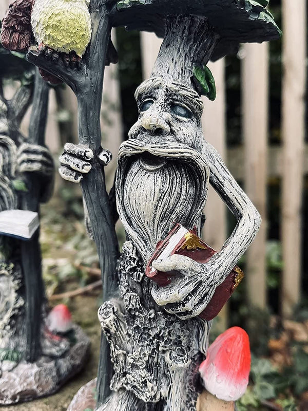 Resin tree man ornaments for patios and outdoor spaces