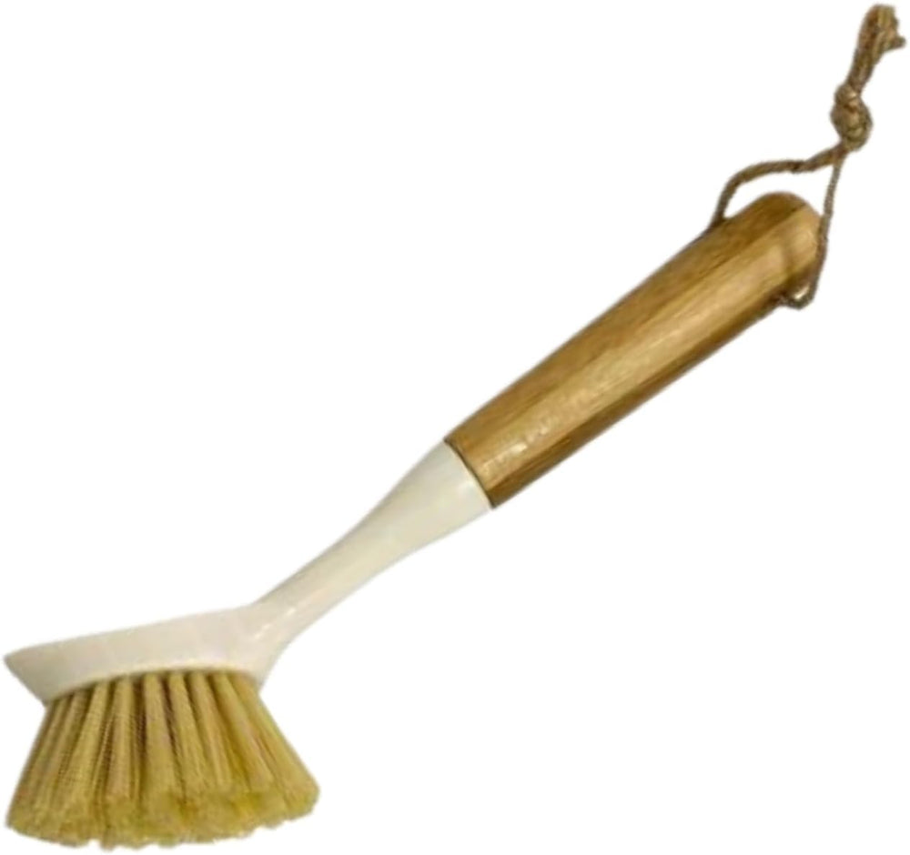 Reusable bamboo washing up brush for kitchen cleaning