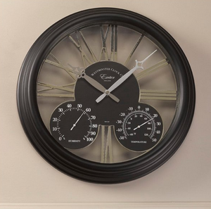 Weatherproof garden clock displayed on wall