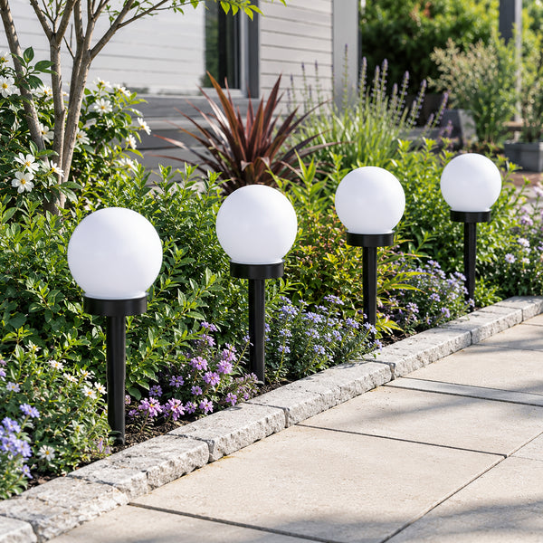 4 Pack Solar Globe Stake Lights for Garden Paths, Patio & Outdoor Lighting